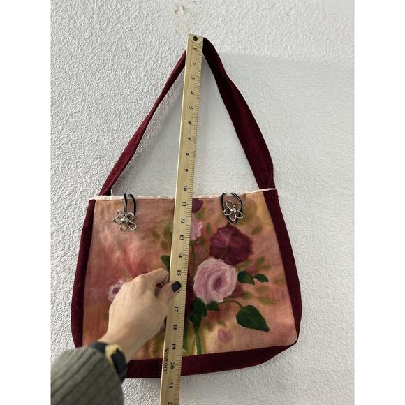 Vintage Hand Painted Womans Handbag Purse Signed Floral Bloomcore Granny‎ Mature - Picture 5 of 7
